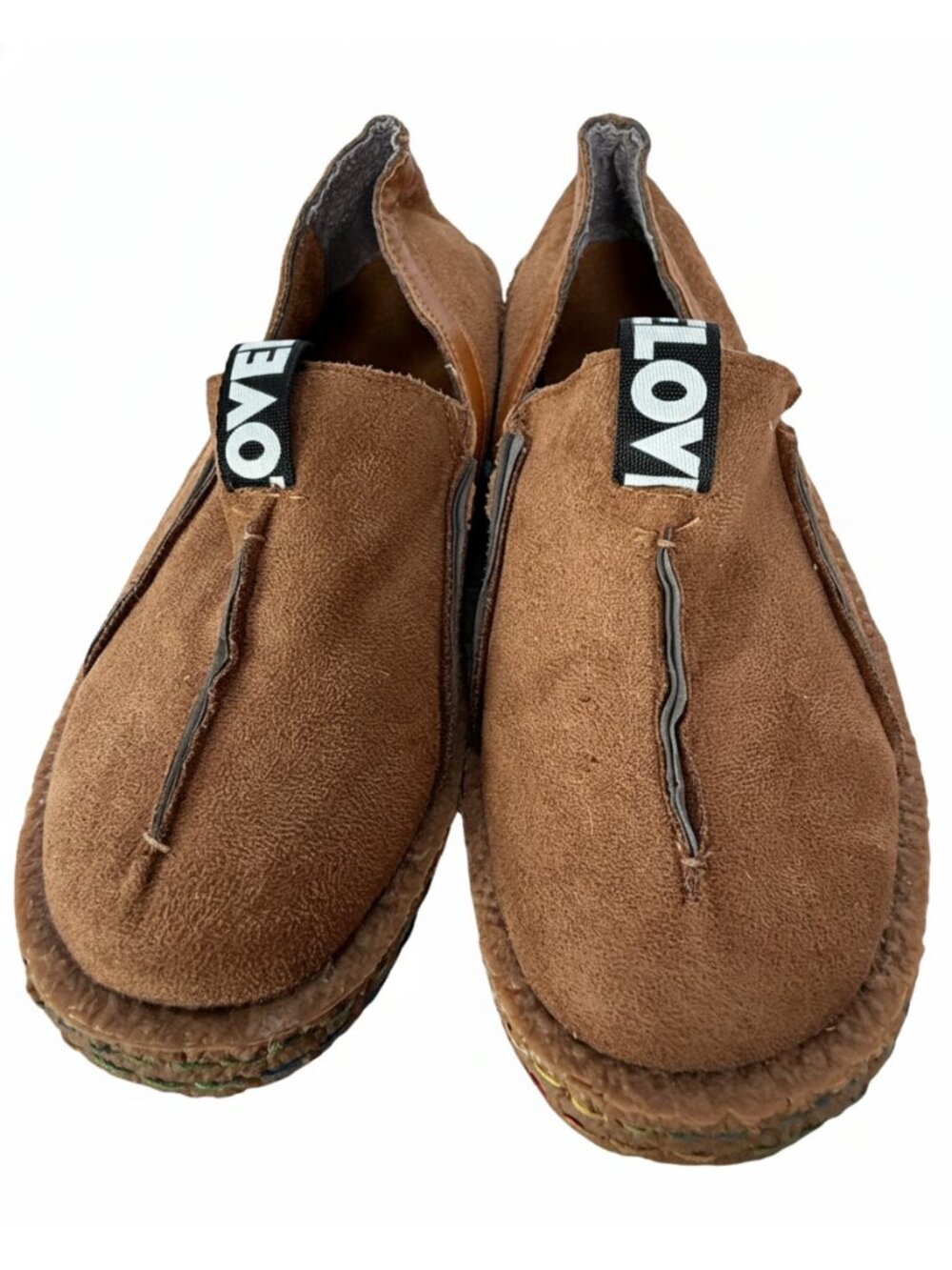 Ovelo Brown Moccasin Slip-On Shoes Colorful Stitching Size 9